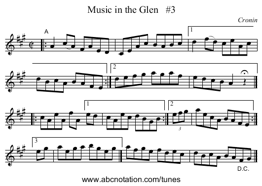 Music in the Glen   #3 - staff notation