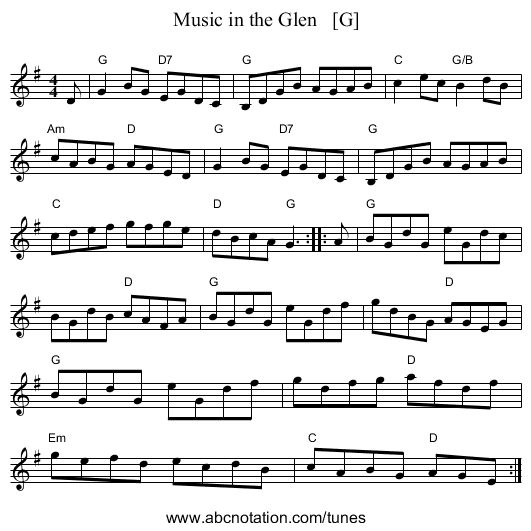 Music in the Glen   [G] - staff notation
