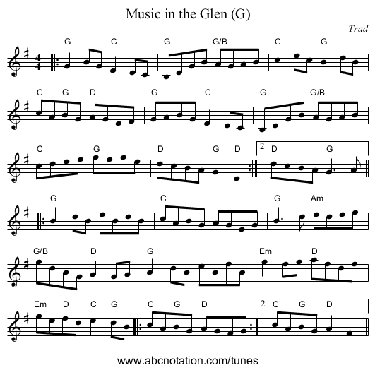 Music in the Glen (G) - staff notation