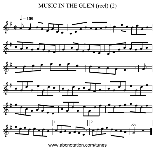 MUSIC IN THE GLEN (reel) (2) - staff notation