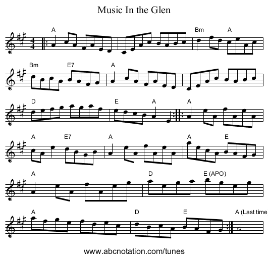 Music In the Glen - staff notation