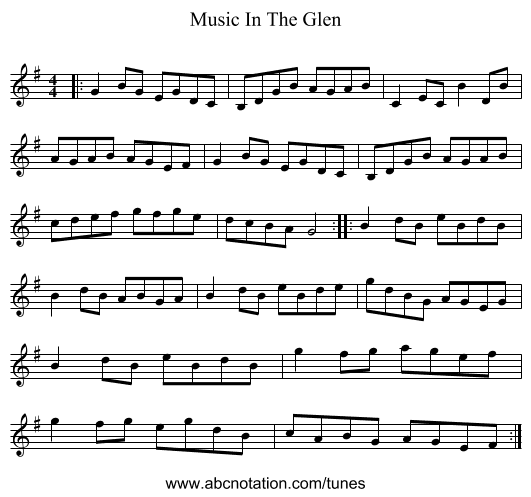 Music In The Glen - staff notation