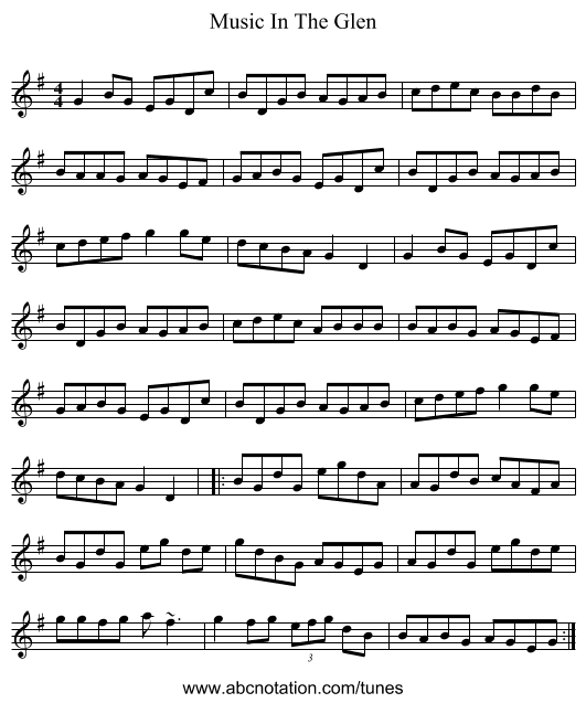 Music In The Glen - staff notation