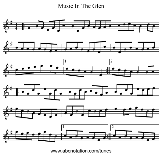 Music In The Glen - staff notation