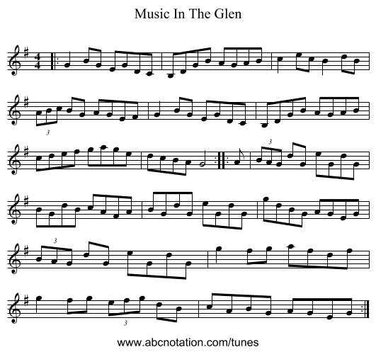 Music In The Glen - staff notation