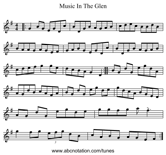Music In The Glen - staff notation