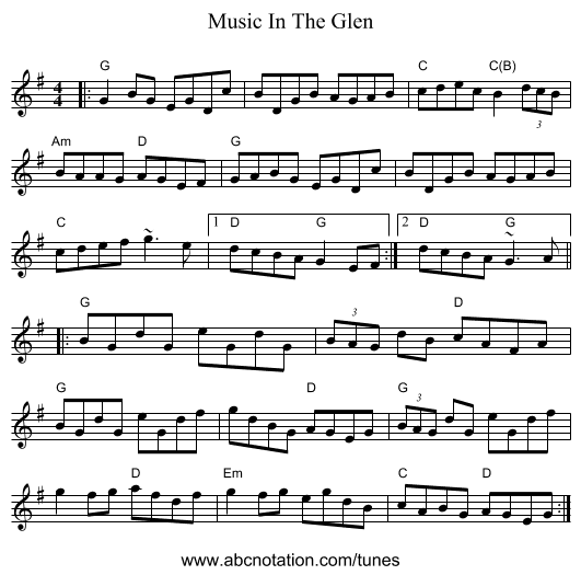 Music In The Glen - staff notation