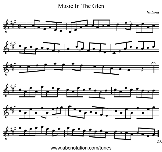 Music In The Glen - staff notation