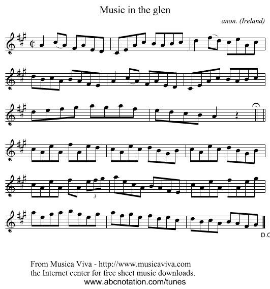 Music in the glen - staff notation