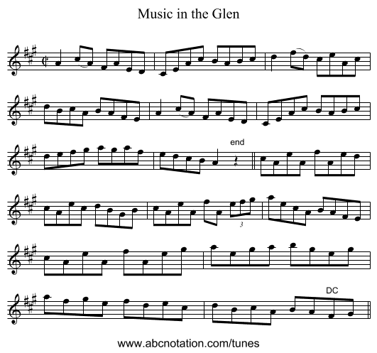 Music in the Glen - staff notation