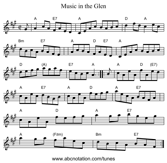 Music in the Glen - staff notation