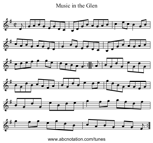 Music in the Glen - staff notation