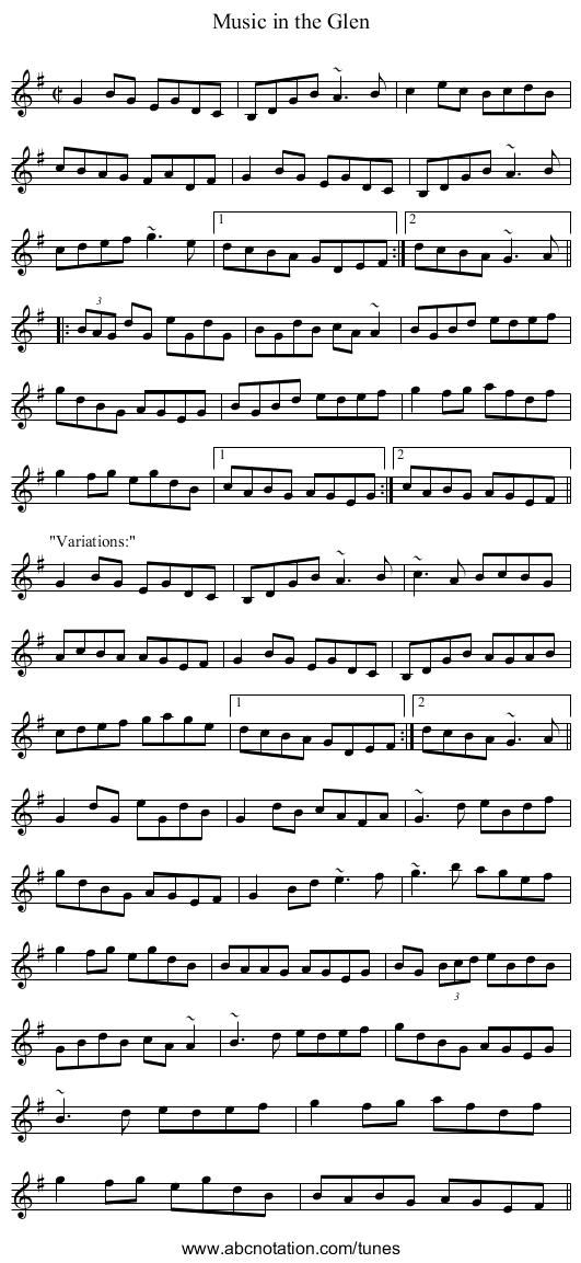 Music in the Glen - staff notation