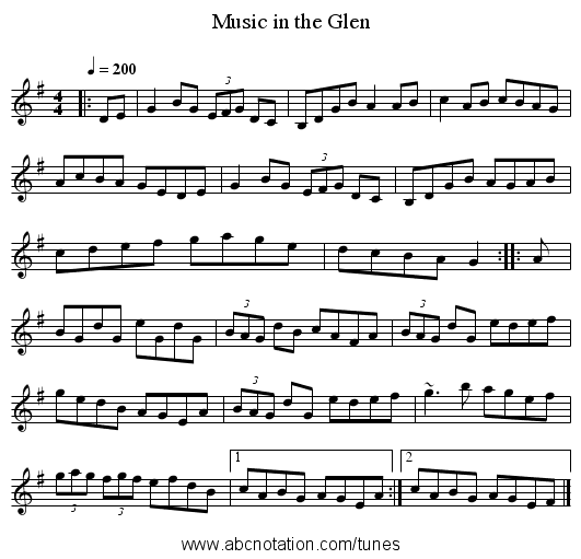Music in the Glen - staff notation