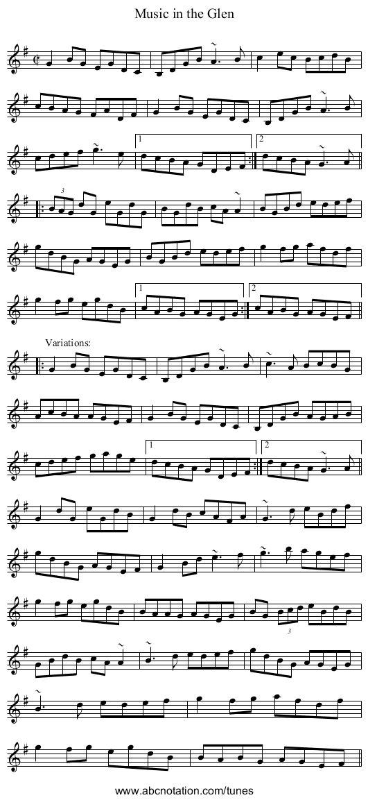 Music in the Glen - staff notation