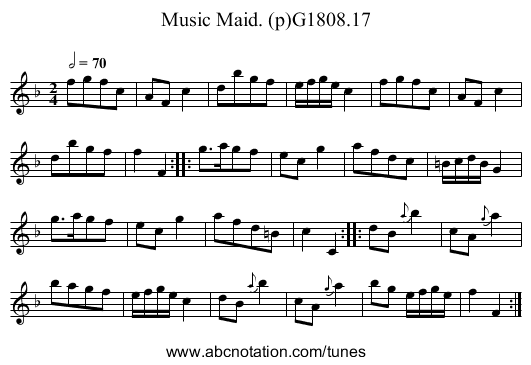 Music Maid. (p)G1808.17 - staff notation