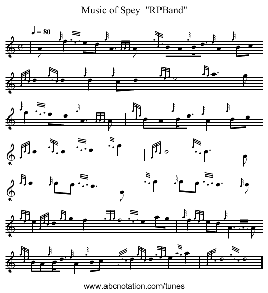 Music of Spey  RPBand - staff notation