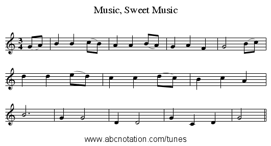 Music, Sweet Music - staff notation