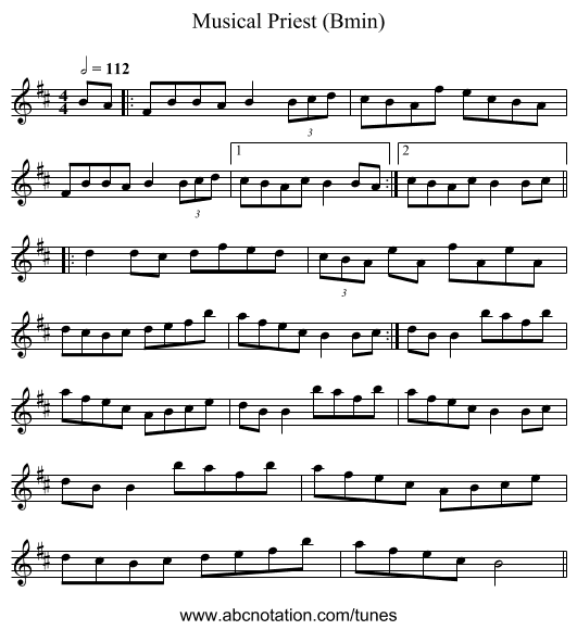 Musical Priest (Bmin) - staff notation