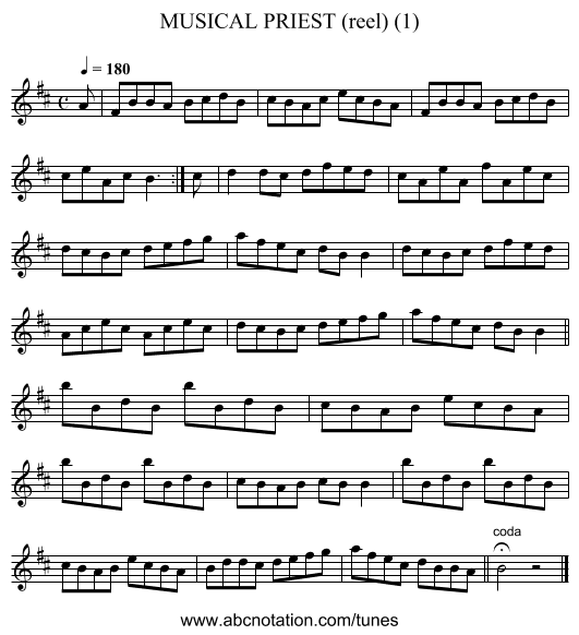 MUSICAL PRIEST (reel) (1) - staff notation