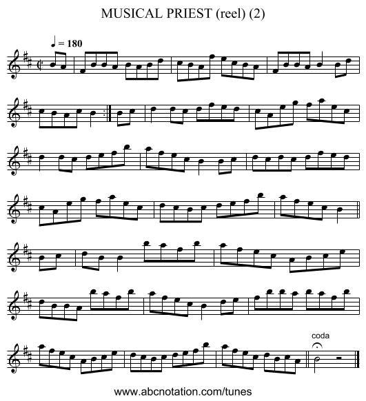 MUSICAL PRIEST (reel) (2) - staff notation