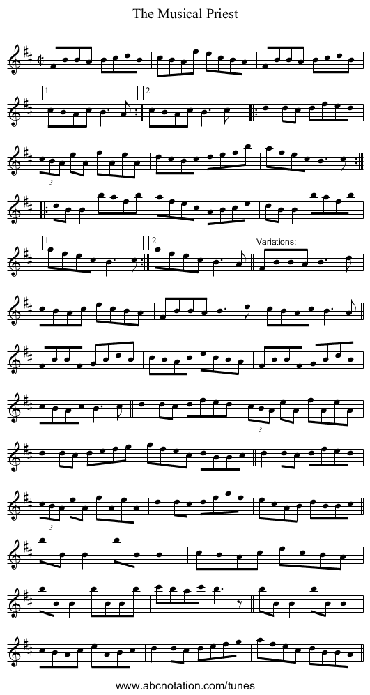 Musical Priest, The - staff notation