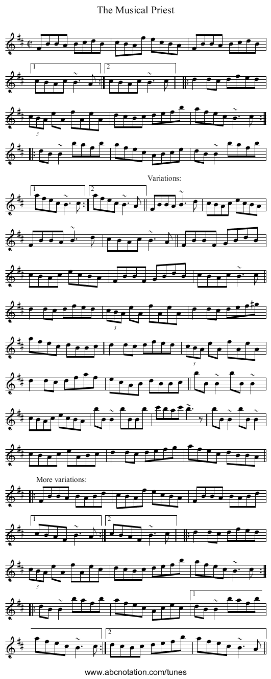 Musical Priest, The - staff notation