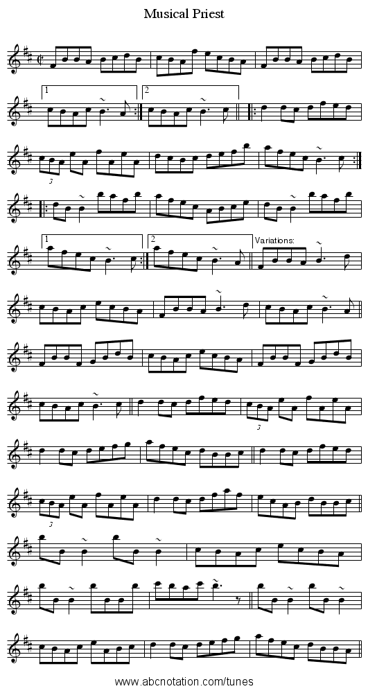 Musical Priest - staff notation