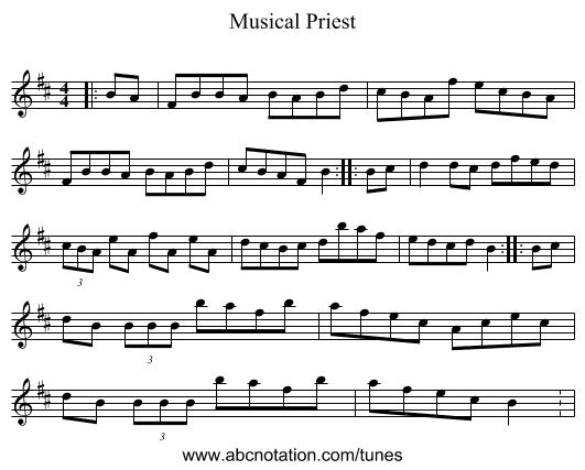 Musical Priest - staff notation