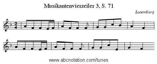 Musikantenvierzeiler 3, S. 71 - staff notation
