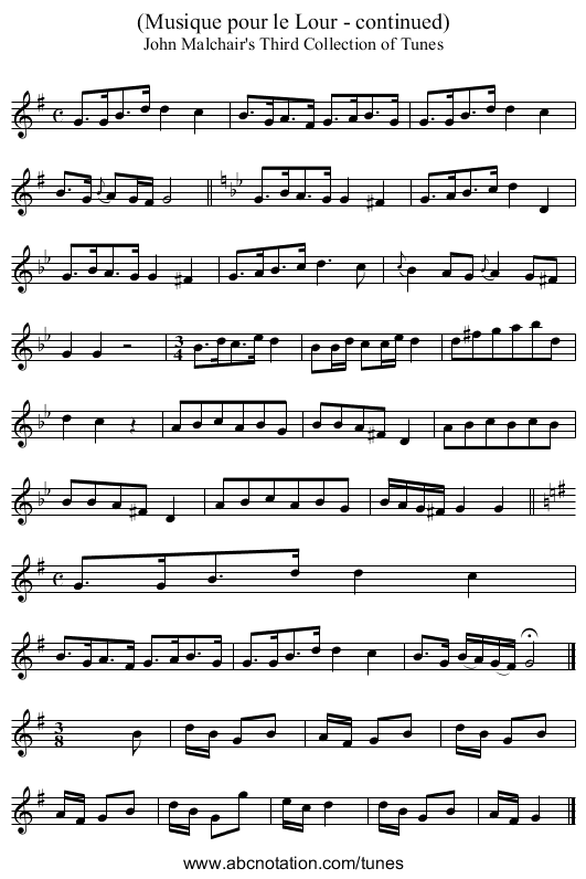 (Musique pour le Lour - continued) - staff notation