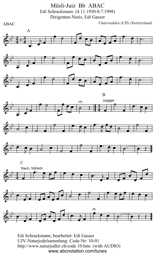 Müsli-Juiz Bb ABAC - staff notation