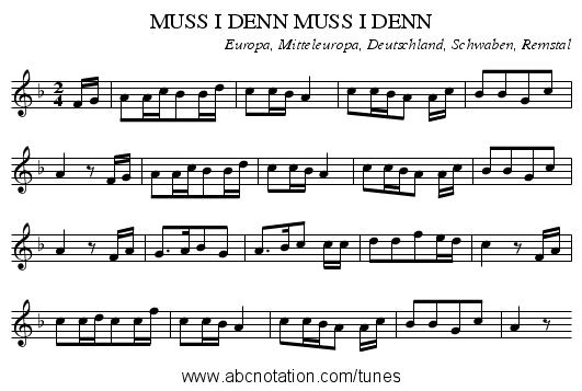 MUSS I DENN MUSS I DENN - staff notation