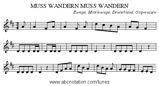 MUSS WANDERN MUSS WANDERN - staff notation
