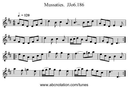 Mussaties.  JJo6.186 - staff notation