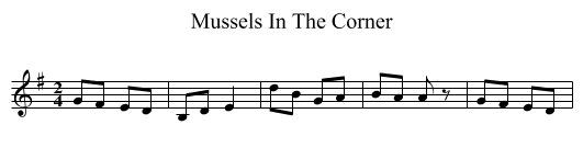 Mussels In The Corner - staff notation