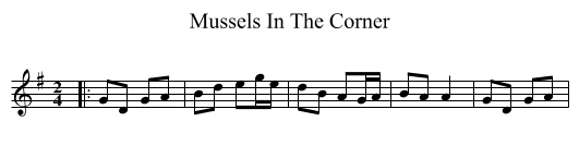 Mussels In The Corner - staff notation