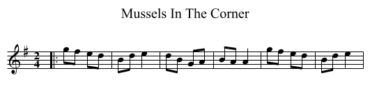Mussels In The Corner - staff notation