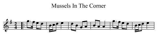 Mussels In The Corner - staff notation