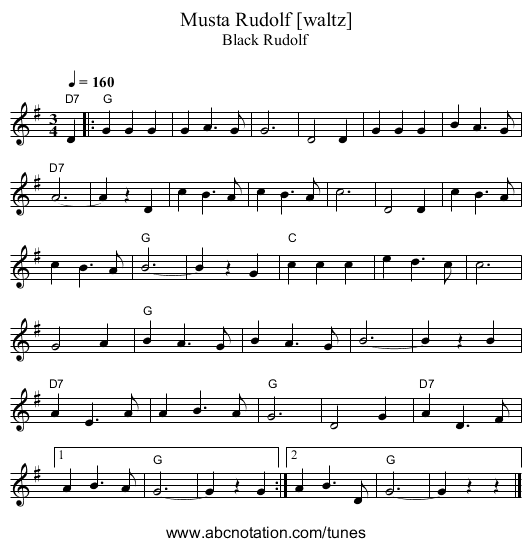 Musta Rudolf [waltz] - staff notation