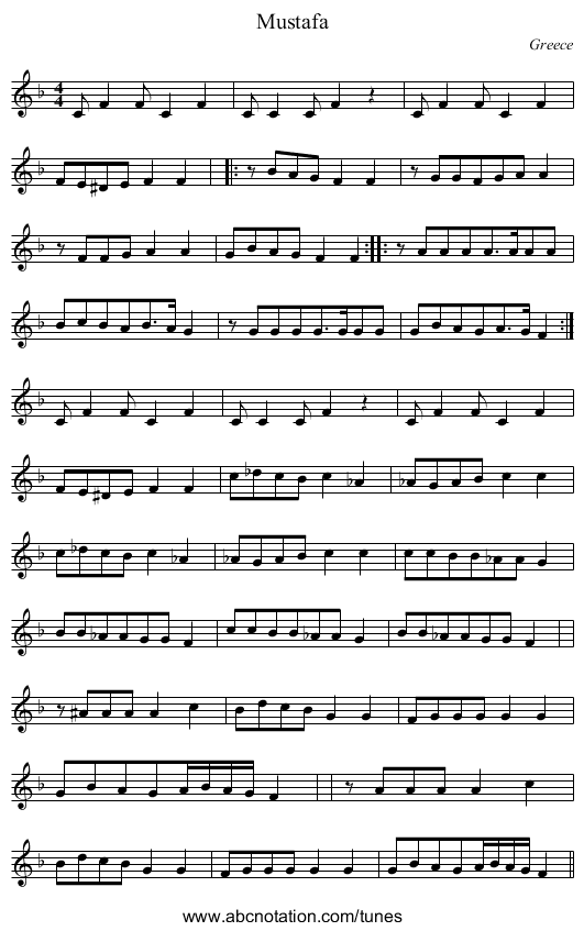 Mustafa - staff notation