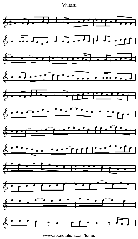 Mutatu - staff notation