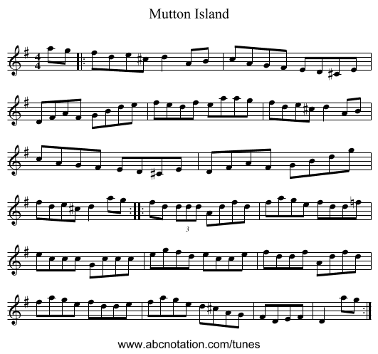 Mutton Island - staff notation