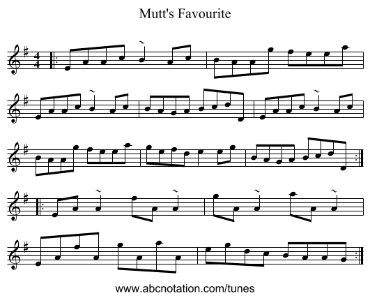 Mutt's Favourite - staff notation