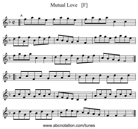 Mutual Love   [F] - staff notation