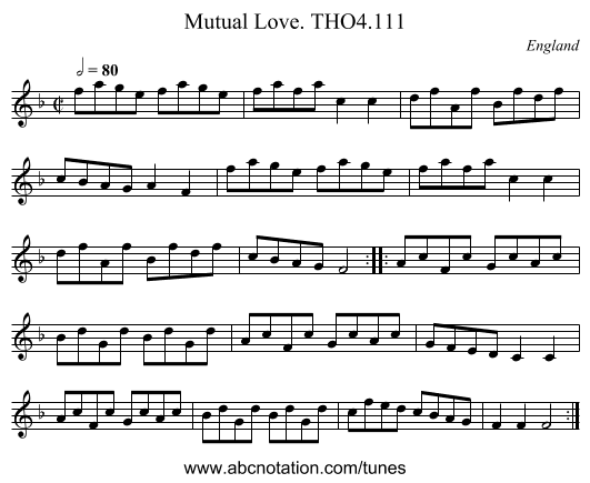 Mutual Love. THO4.111 - staff notation