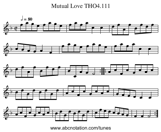 Mutual Love THO4.111 - staff notation