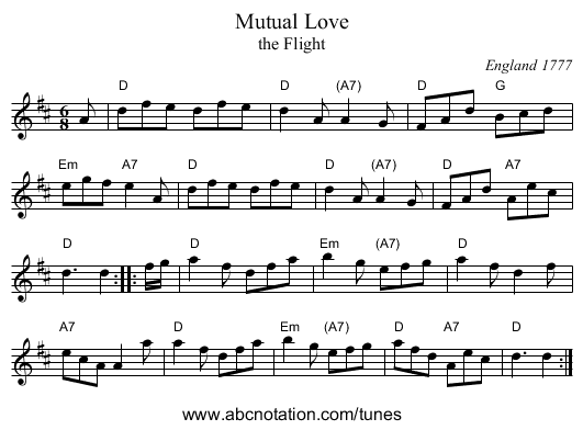 Mutual Love - staff notation