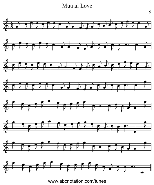 Mutual Love - staff notation