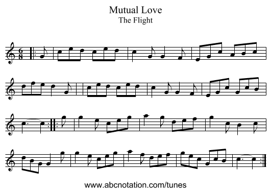Mutual Love - staff notation